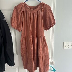 Universal Thread Orange Pink Puff Sleeve Sundress